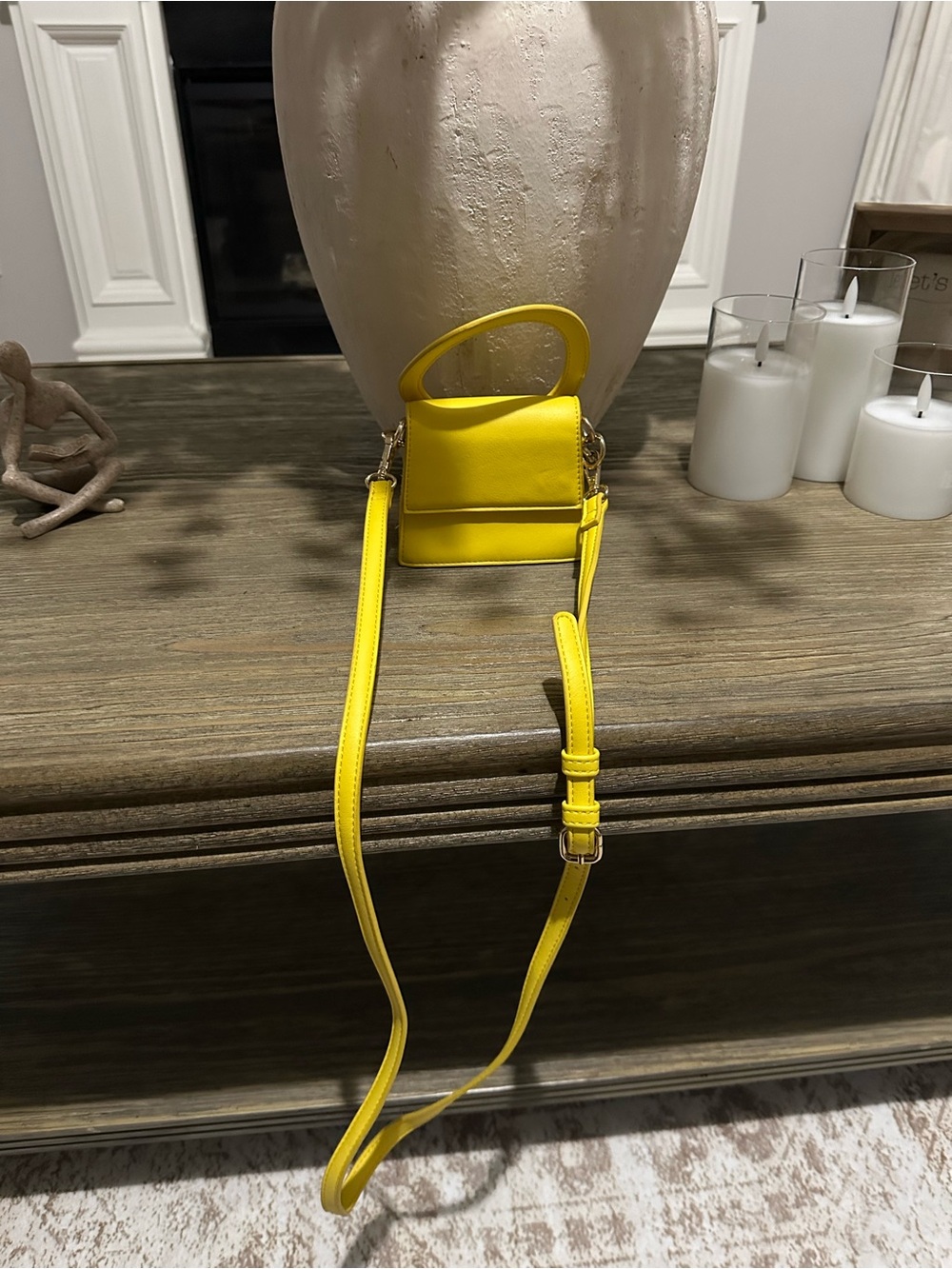Yellow Mini Crossbody Bag - Sleek Structured Handbag